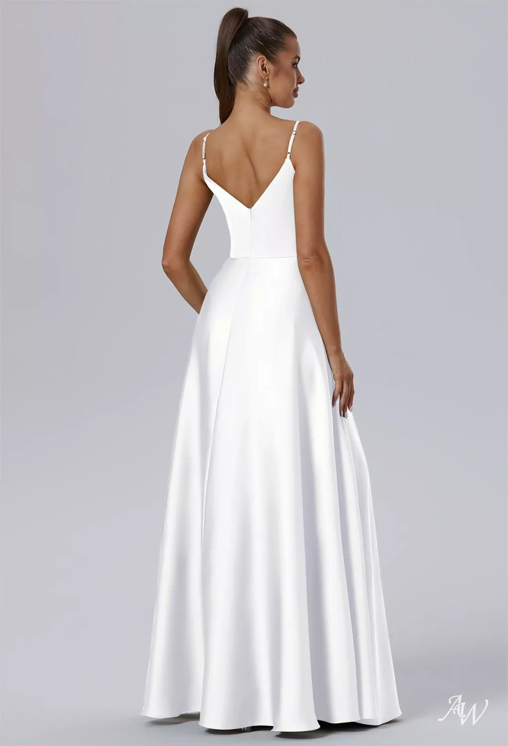 white runway bridesmaid dresses White Floor Length Sleeveless Fit & Flare Mismatched Bridesmaid Dresses, Dress C