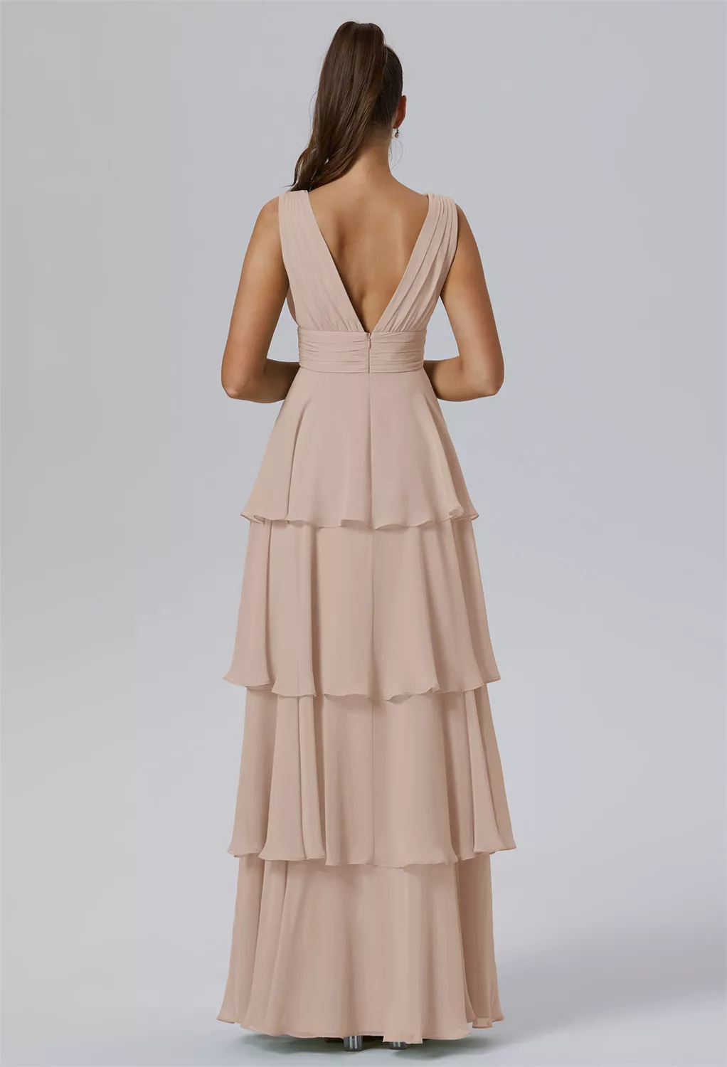 a line tulle bridesmaid dress Sleeveless Sheath Knit Dress Biscotti / S main image 0
