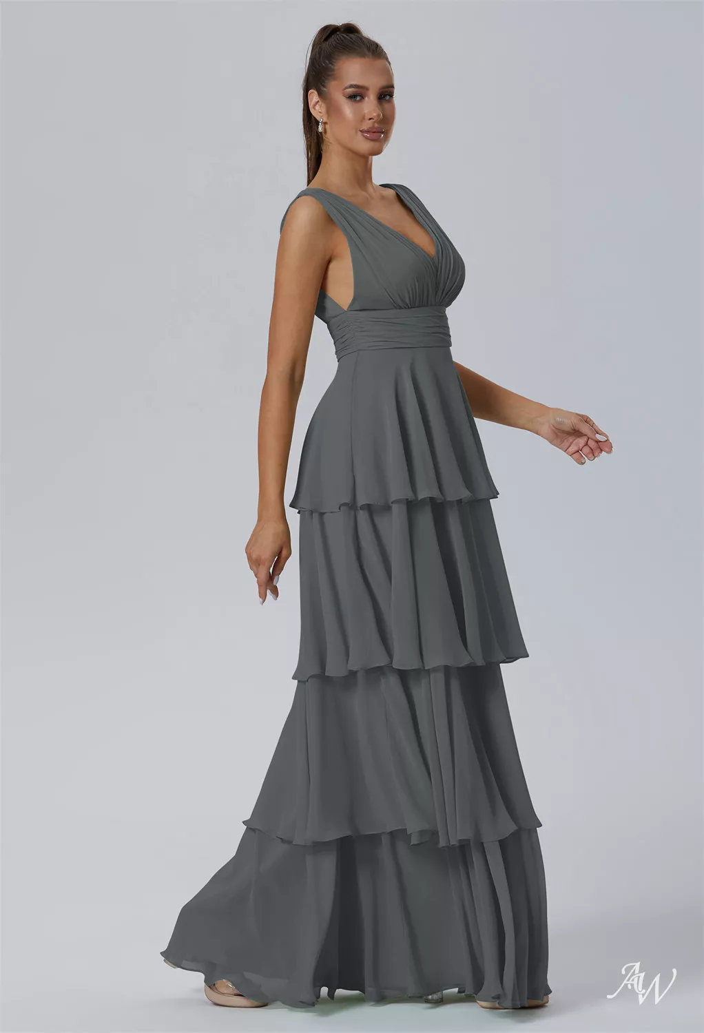 dark green long dress A-Line V Neck Satin Prom Dress, Dark Green Evening Hand Wash Do Not Mocha Petal Dream Gown– BabyShowerDresses Size:LC