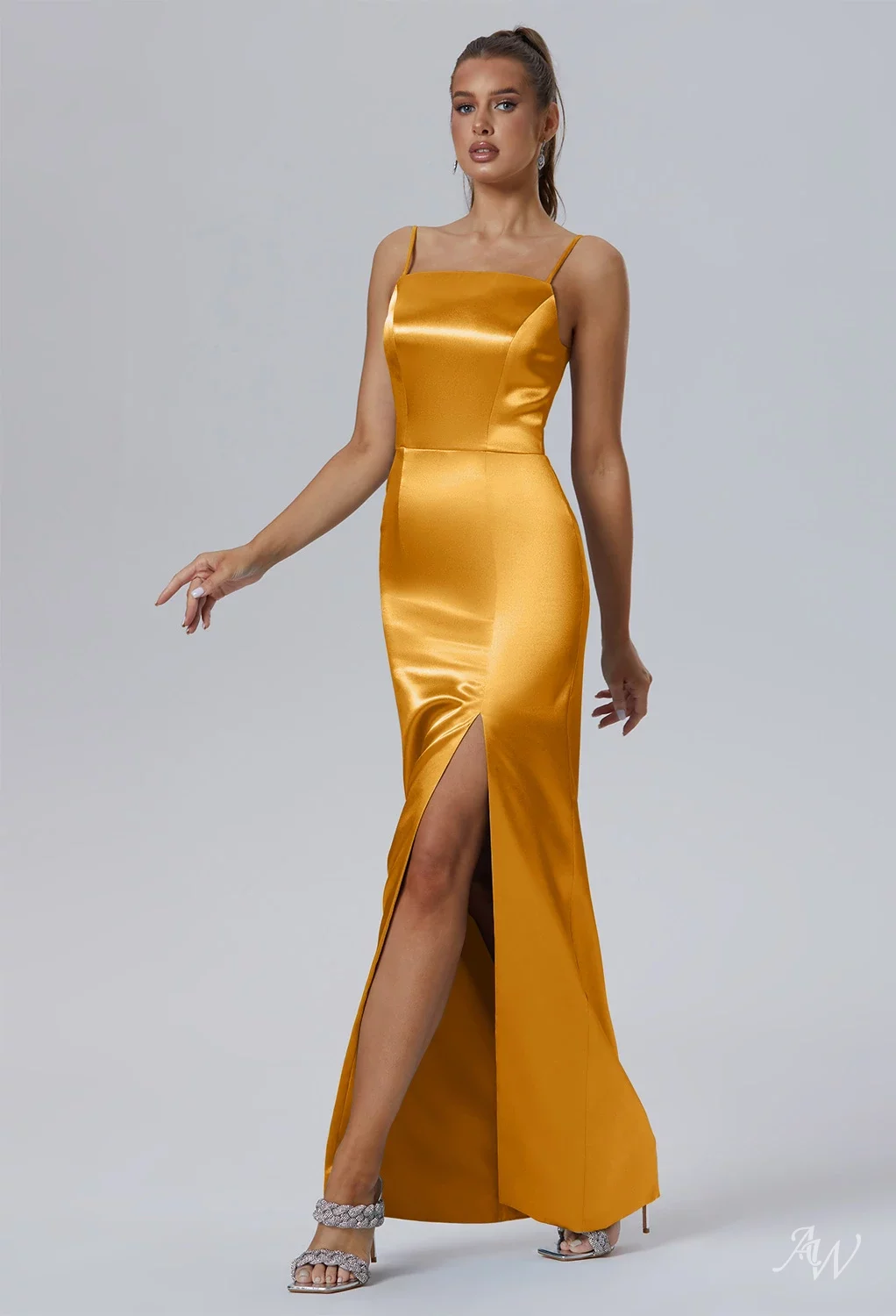 mango bridesmaid dresses AW.Bridal Column Square Neckline Floor Length Sleeveless Crystal Satin Split Long Dress Size 16 Ellery Deliberate Distance Cone SH-2560 Straps Sleeves Size:50 Regular Jacket+44 Waist Adjust 40to46)Height: 5'7