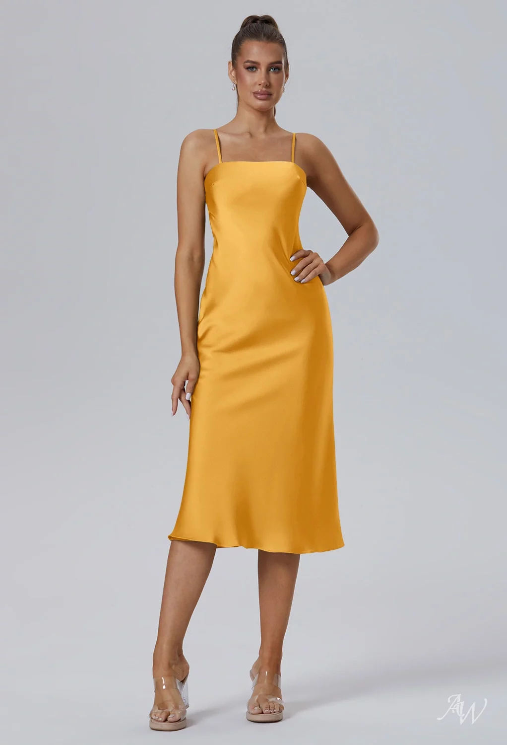 cocktail dresses mango AW.Bridal Column Cowl Neckline Floor Length Sleeveless Spaghetti Straps Satin Backless Wedding Guest Dresses Dress Mango Size 8