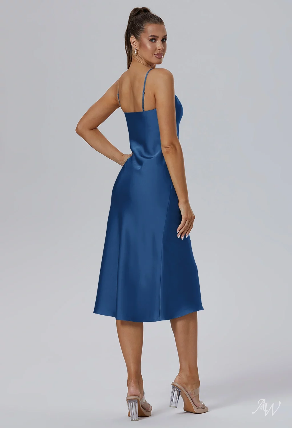navy blue bridesmaid dresses knee length Amazing Short Lace Bridesmaid Dress Linen V-Neck Discount Formal Dress  W/Flowing Layers(BM29035)  DaisyFormals-Bridesmaid and Formal Dresses in  59+ Colors