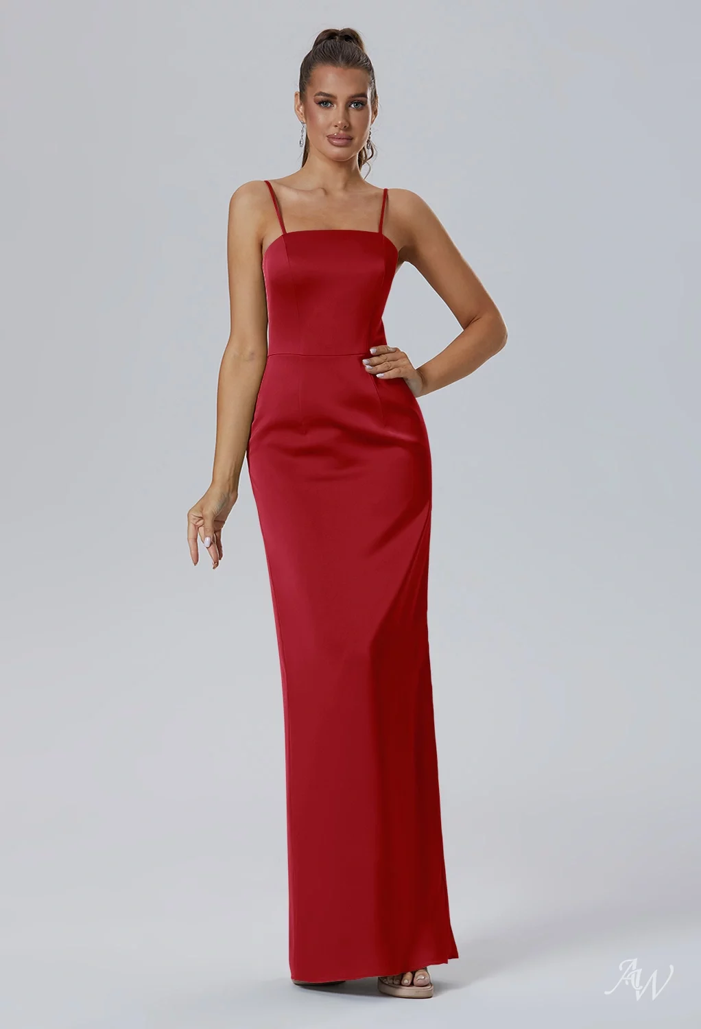 claret color bridesmaid dresses AW.Bridal Column Square Neckline Floor Length Sleeveless Satin Split Long Dress Deep Size 4 GREENDRESS Blue Pleated Off Shoulder Size:MOM-3X-FAMILY Fit and Sizing