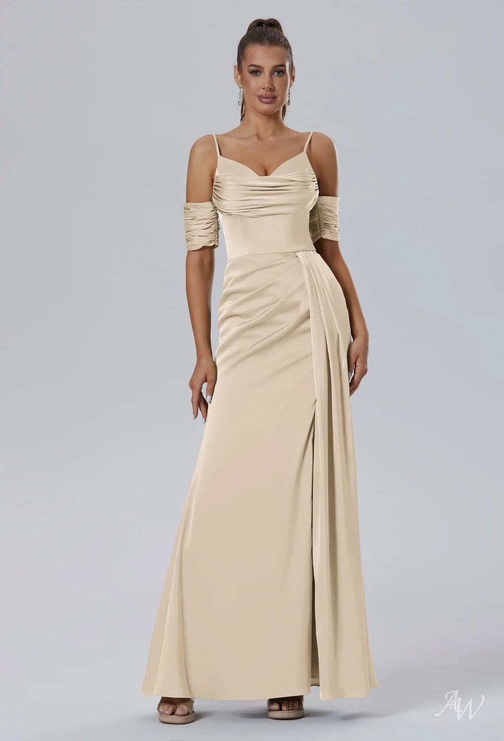 chinese dress ladies Giselle Mermaid Evening Gown- Champagne 2