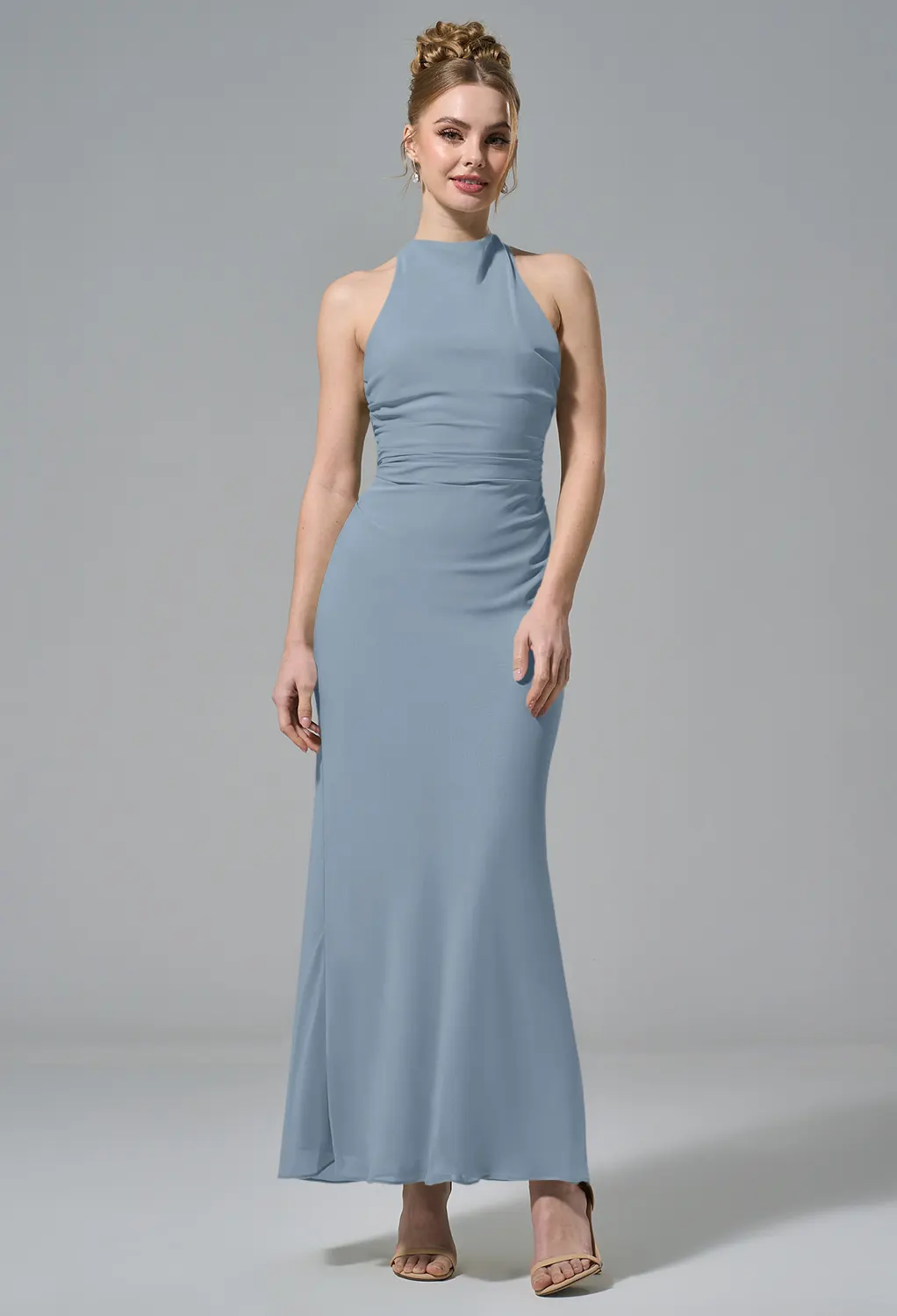 light blue cocktail dress for wedding guest Wedding Guest Formal Dress Light Blue Crystal Embellished Maxi Dress -chiclody
