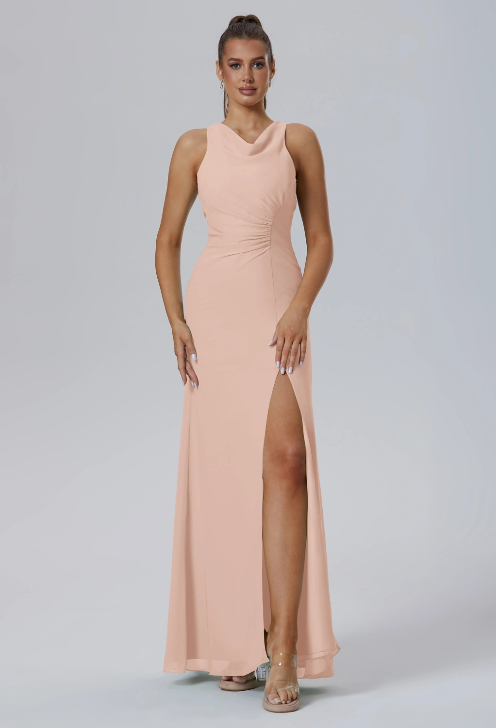 formal singapore traditional dress Suzhoufashion Blush Pink Wedding Guest Dress Asymmetrical Sweetheart High-Low Formal Dress main image 0