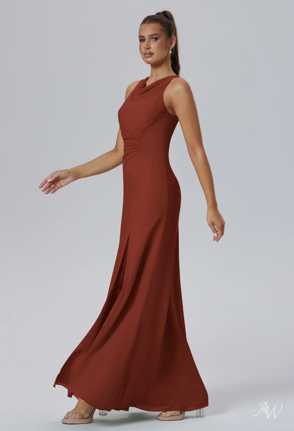 rust fall dresses Chic Rust Orange Ruffled Midi Dress main image 0