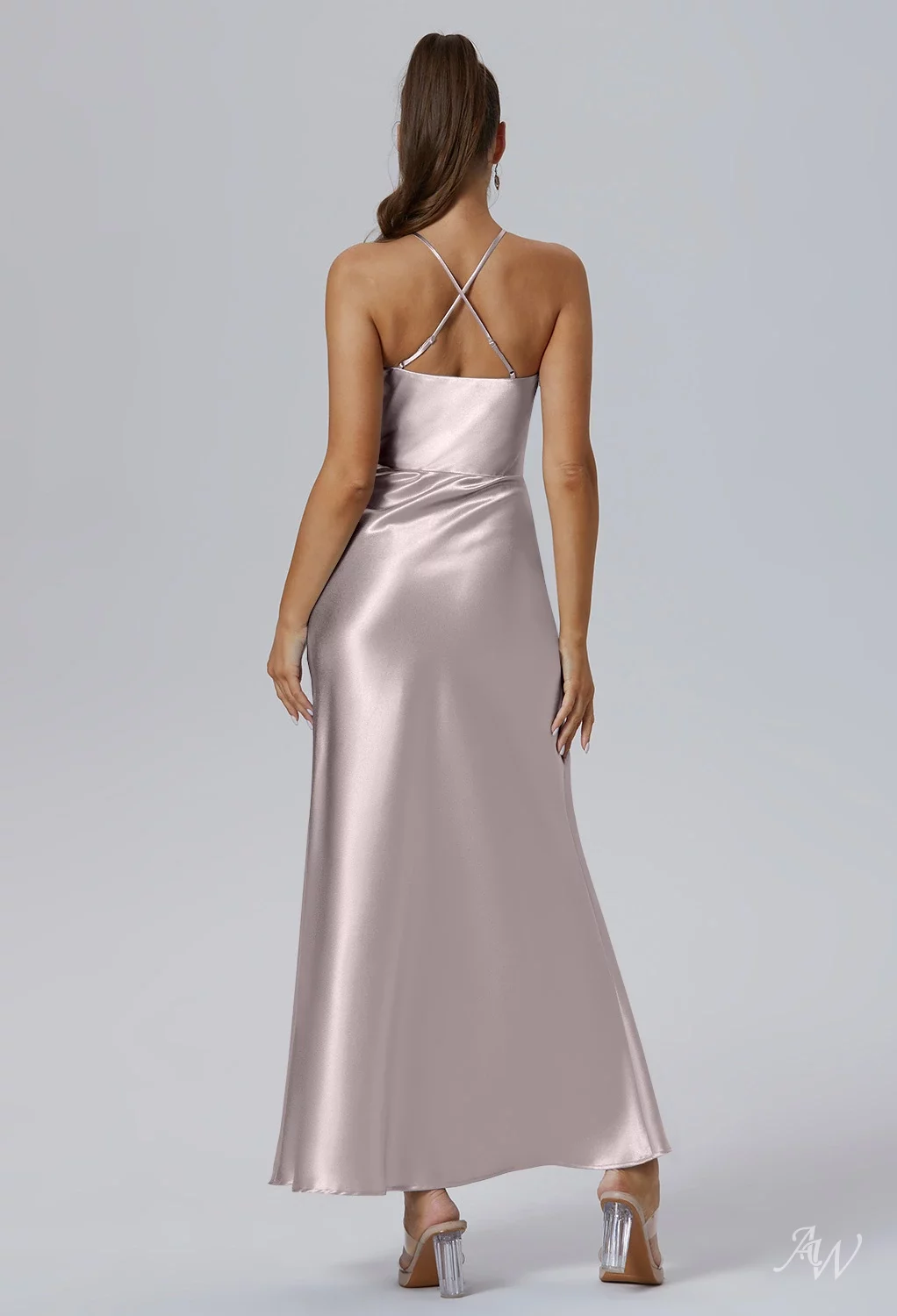 satin taupe bridesmaid dress Taupe Sleeveless Satin Dress – Désir Couture