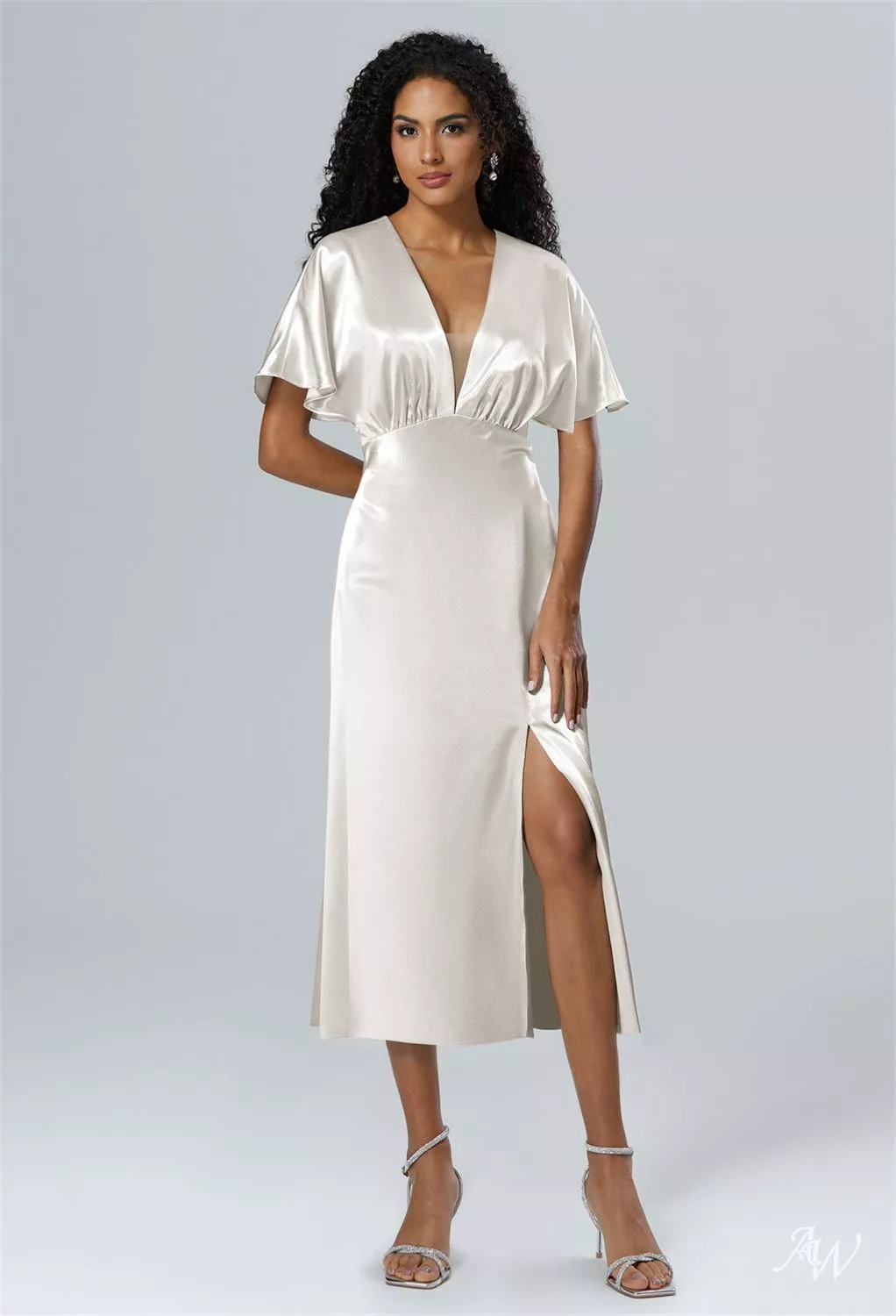 hot pink stretch crepe dress with sleeves ASHLEYlauren 4841 – Crepe Dress with Dramatic Ruffled Sleeves main image 0