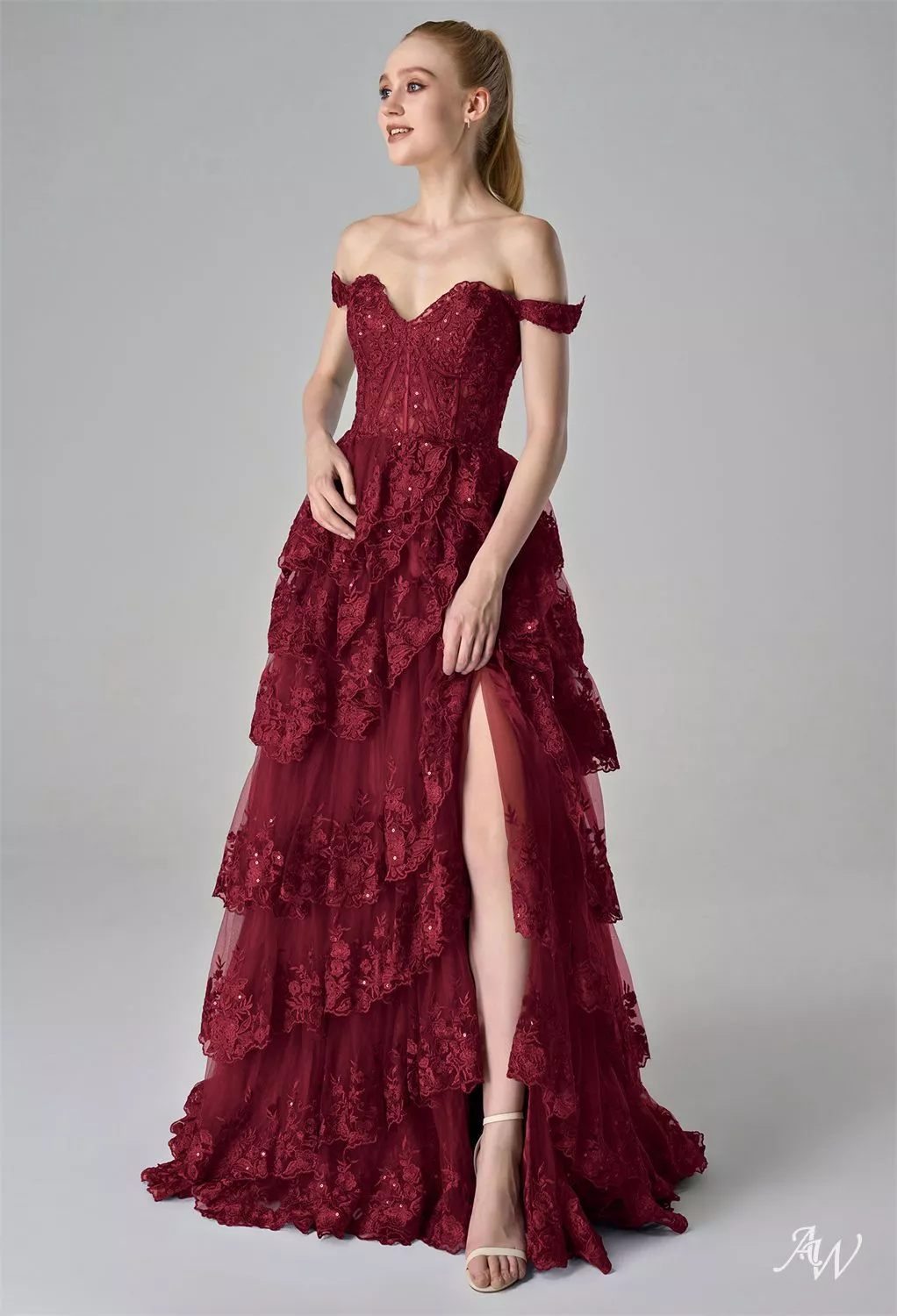 AW Thetis Burgundy Dresses | AW.Bridal