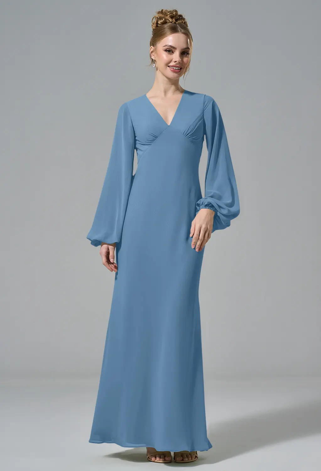 27 bridesmaid dresses Dusty Blue, Chiffon Page 2 review: 4912584622219 Long Formal A Line COLOR:Burgundy/Gold