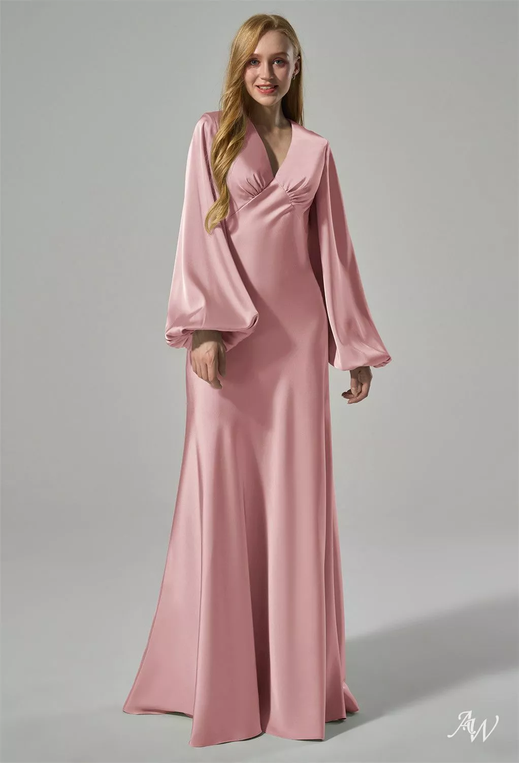 AW Hyacinth Dress, Sage Green Chiffon Crystal Satin Satin Charmeuse Stretch Satin Floor Length V-Neck Bridesmaid Dresses