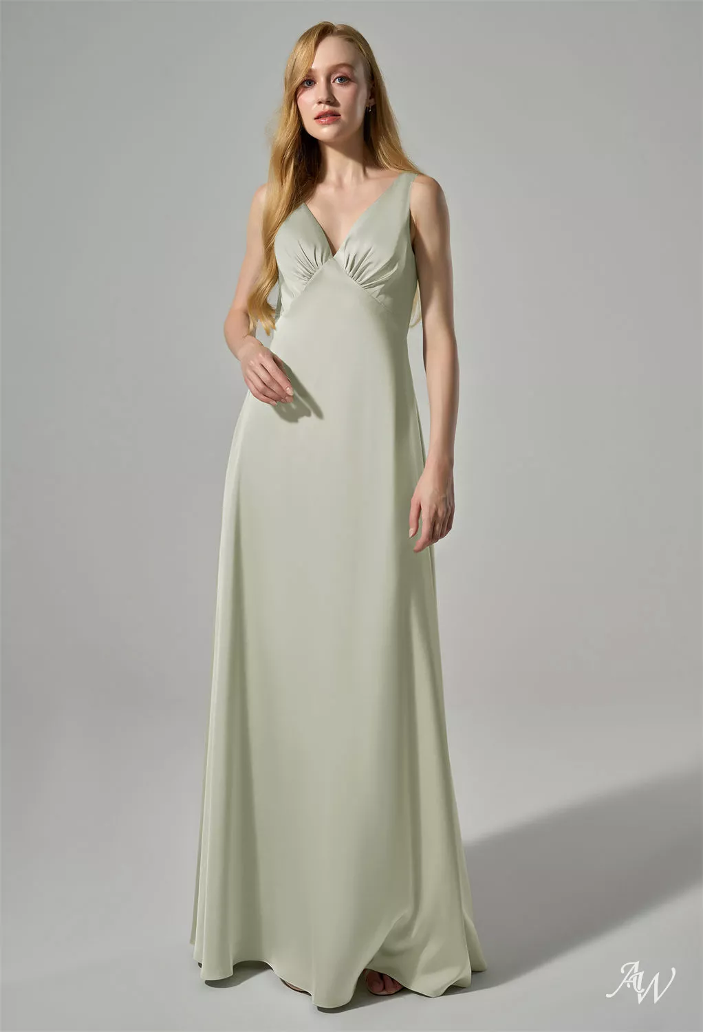 silver sage green bridesmaid dresses Zapakasa Women Light Green Bridesmaid Dress A Line Deep V Neck Wedding  Guest Party Dress with Half Sleeves main image 0