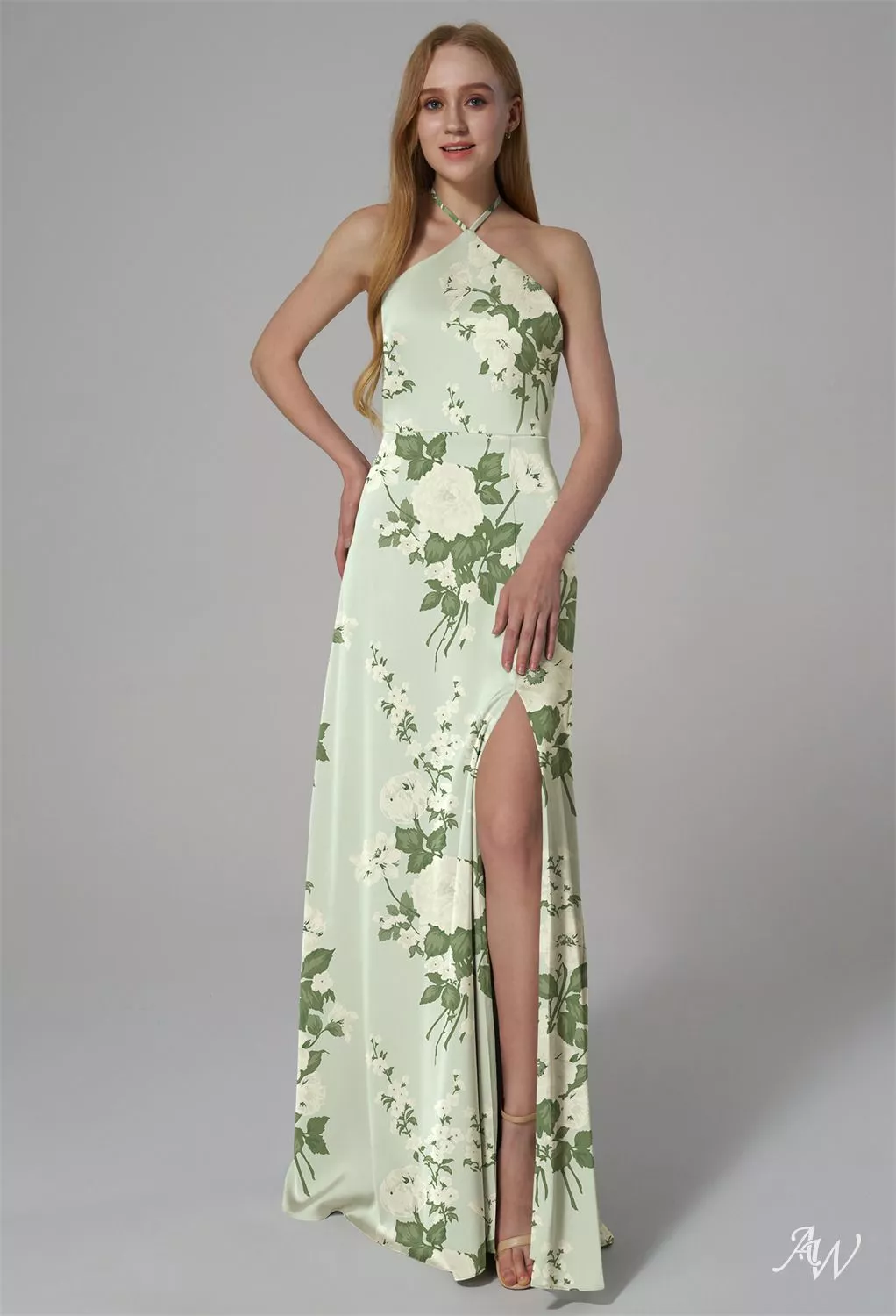 satin moss green bridesmaid dresses Hunter Green Satin Cowl Neck Bridesmaid Dress Sheath Floor-Length main image 0