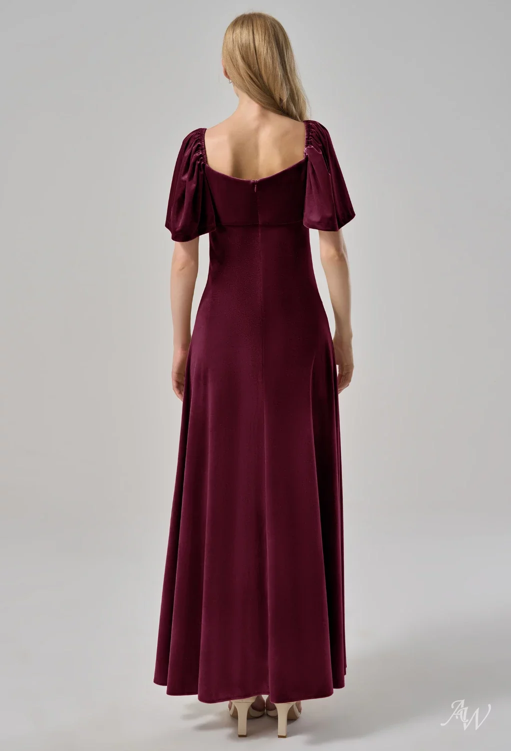short maroon bridesmaid dresses Mermaid Off Shoulder Dusty Blue Bridesmaid Dresses with Slit – FancyVestido main image 0