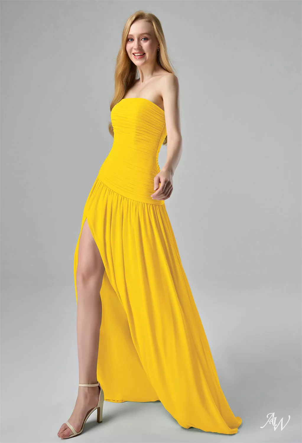 mustard yellow strapless dress Iris Embroidered Notch Neck Strapless Maxi Dress - Mustard Yellow