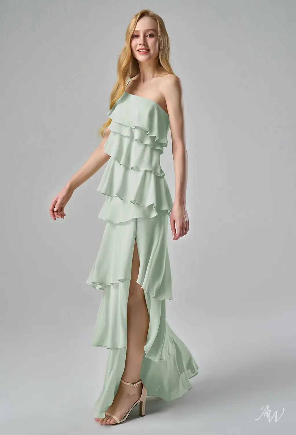 sage green asymmetrical dress Sura Maxi Dress main image 0