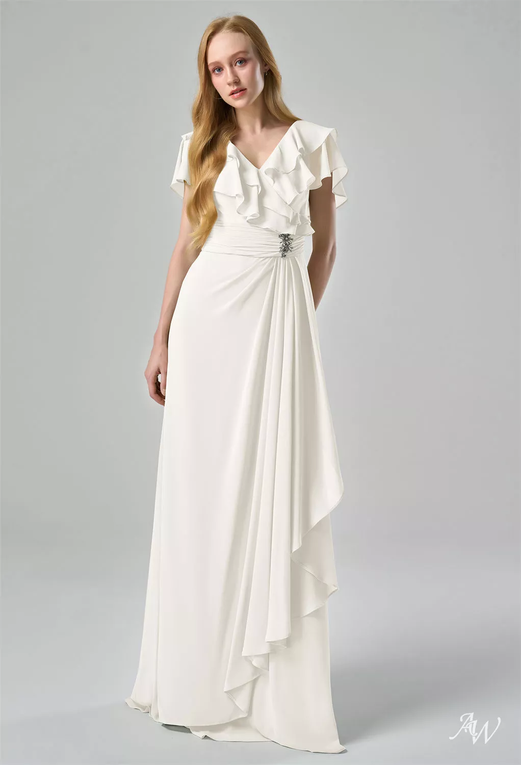 ivory on ivory wedding dress Chic Tulle A line Ivory Lace V neck Summer Beach Wedding Dress