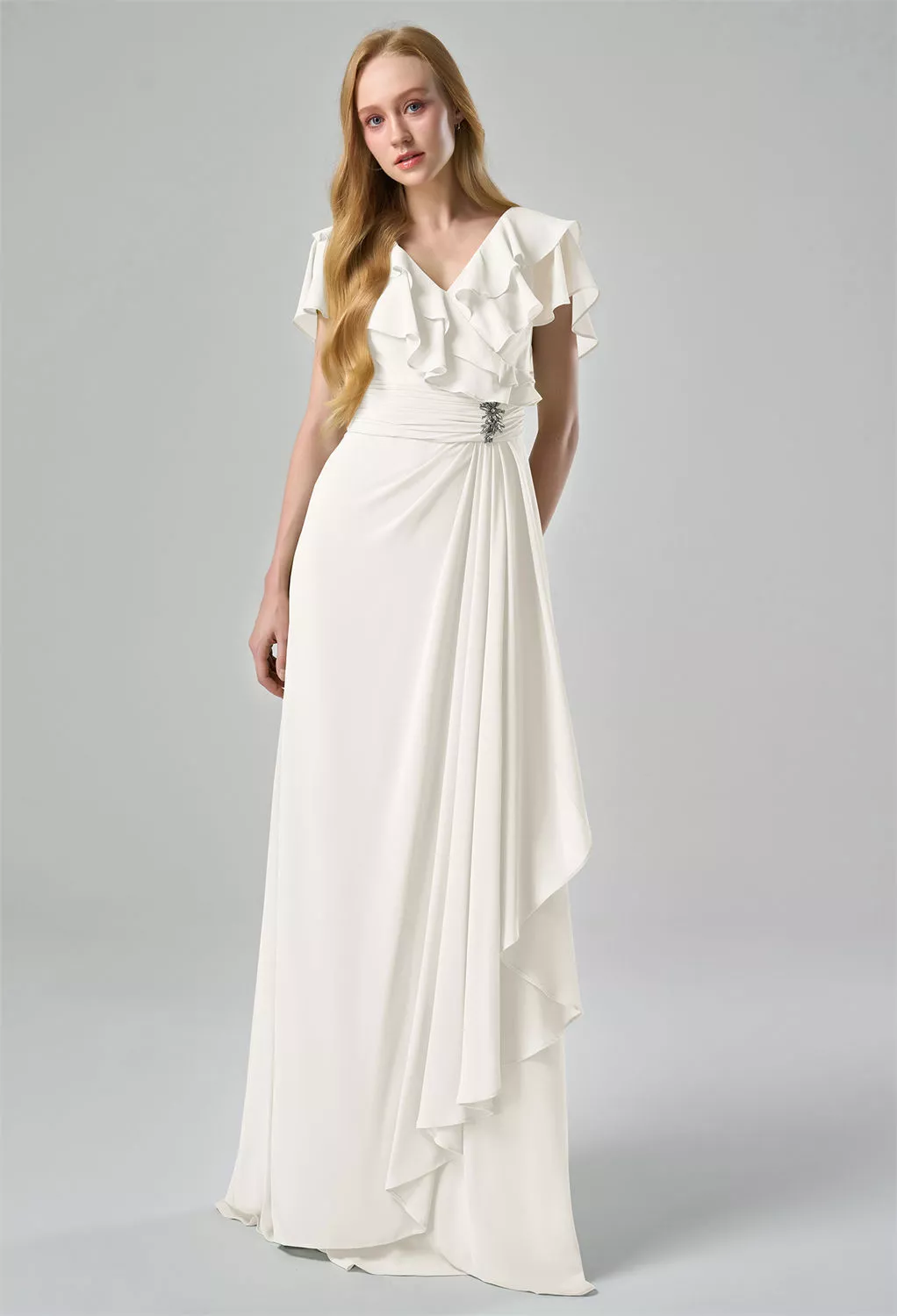 bridesmaid dresses ivory color Rhinestones/Crystal Long Color:1 Magic line cut soft fabric dress Have you started your