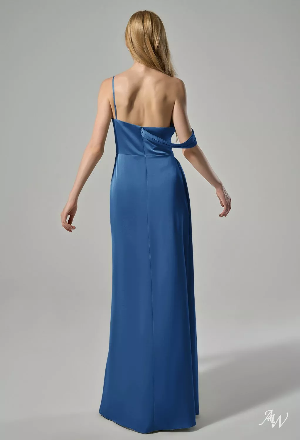 AW Kiera Dresses, Sage Green Satin Charmeuse Floor Length One Shoulder Bridesmaid  Dresses | AW.Bridal