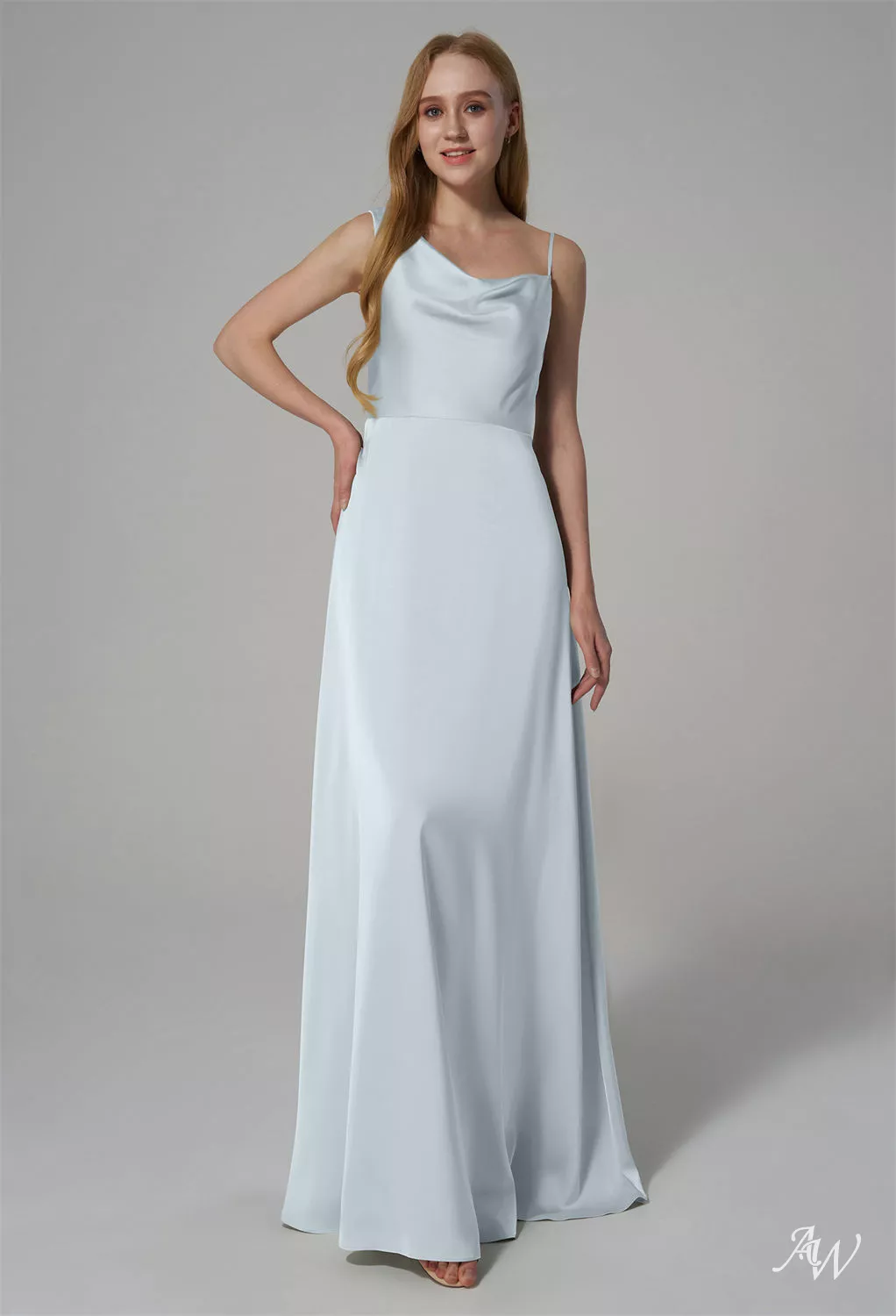 sachin and babi light blue dress Stretch Crepe One Shoulder Mermaid Gown with Bow Accent in French Blue