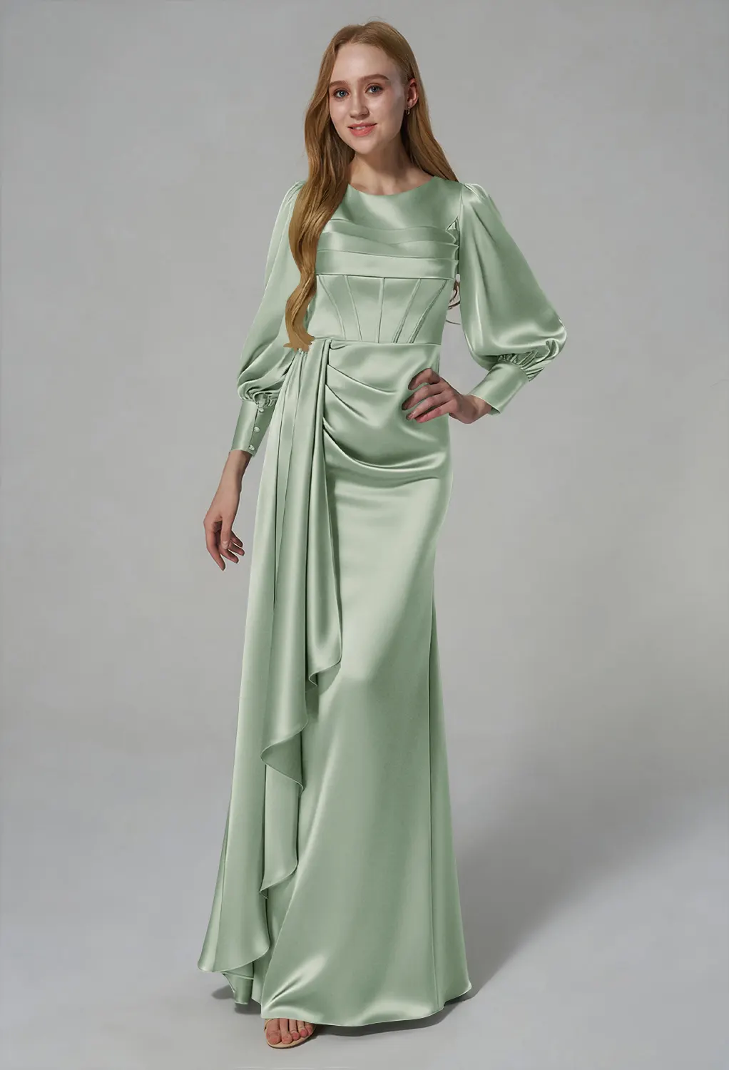 dusty green satin dress WEDTREND Women Dusty Sage Bridesmaid Dress Mermaid Halter Satin Long Wedding Guest Dress, Dusty Sage / US16