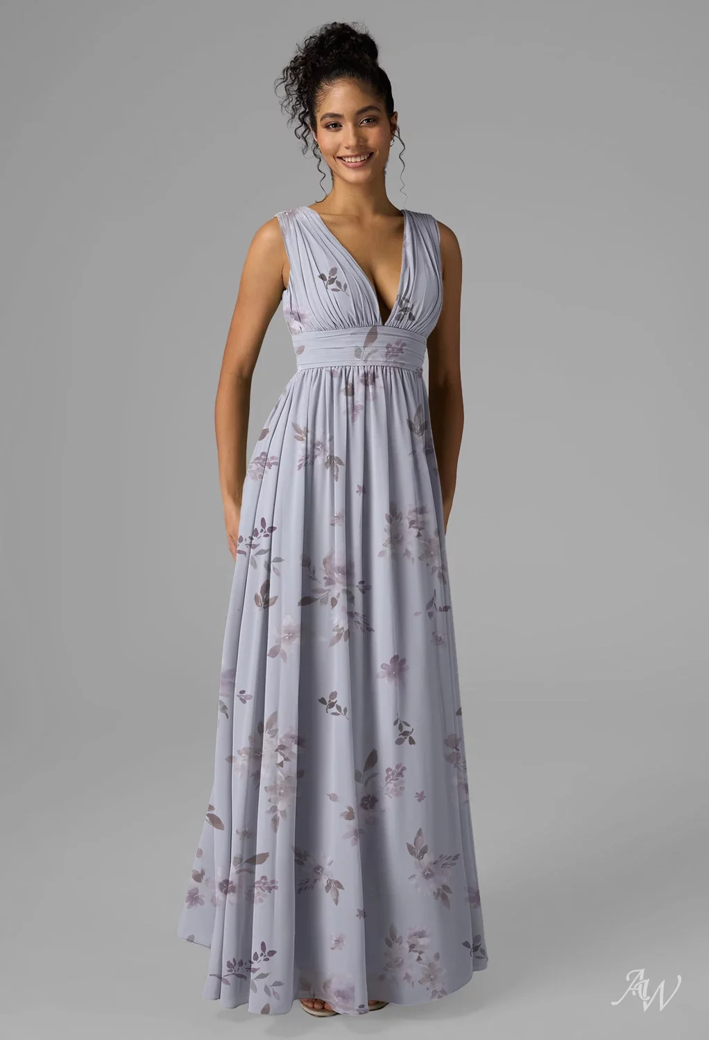 blue dress for baby girl Dusty Lavender A-Line One Flowing Shoulder Pleated Chiffon Long Bridesmaid Dress Dusty Lavender / US 16 main image 0