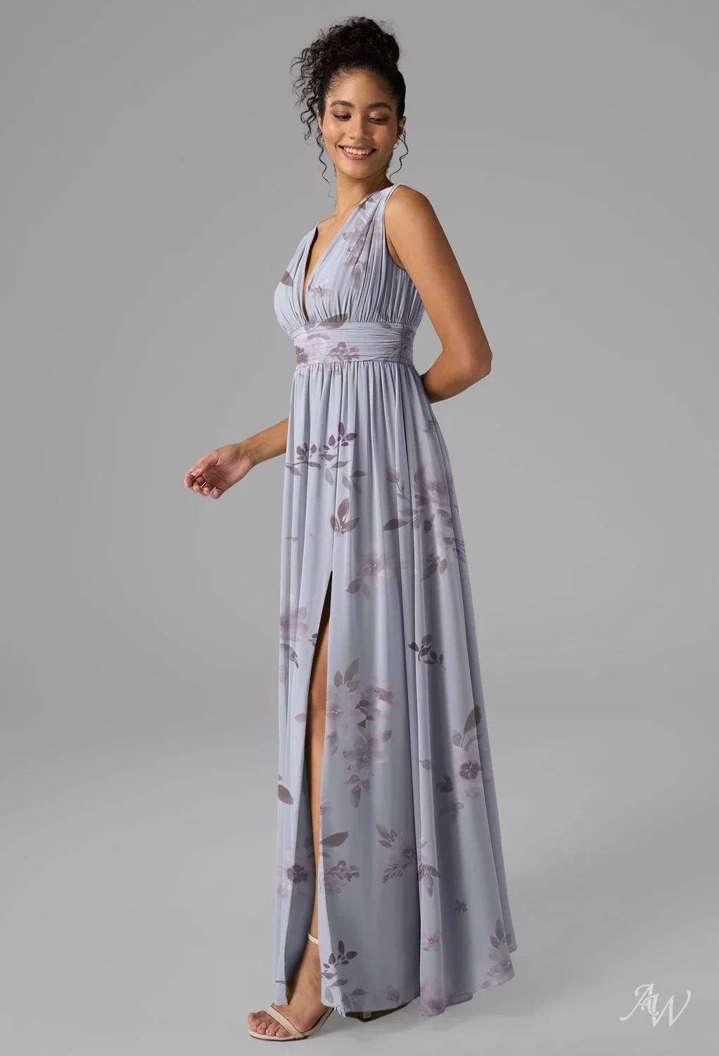 lavender gray bridesmaid dresses Sage Lace Chiffon Illusion Back Ruched Bridesmaid Dress main image 0
