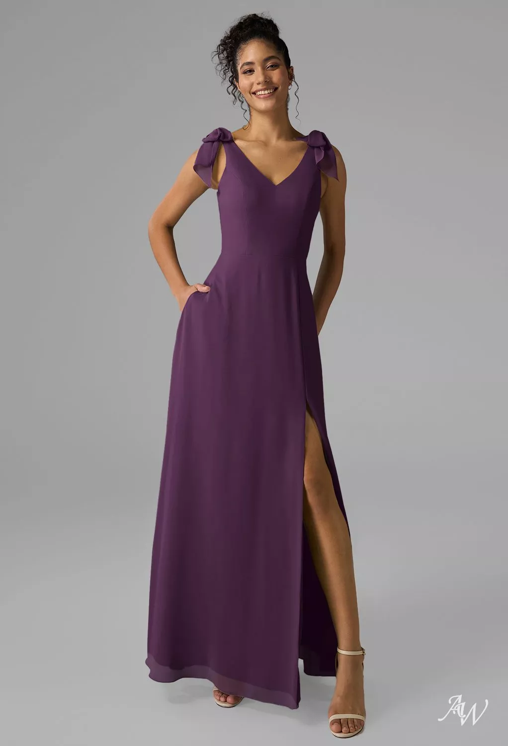 grape purple bridesmaid dresses AW Ashleigh Dress capri trousers ASOS DESIGN corset bandeau Color:TAUPE Its sheath/column silhouette creates