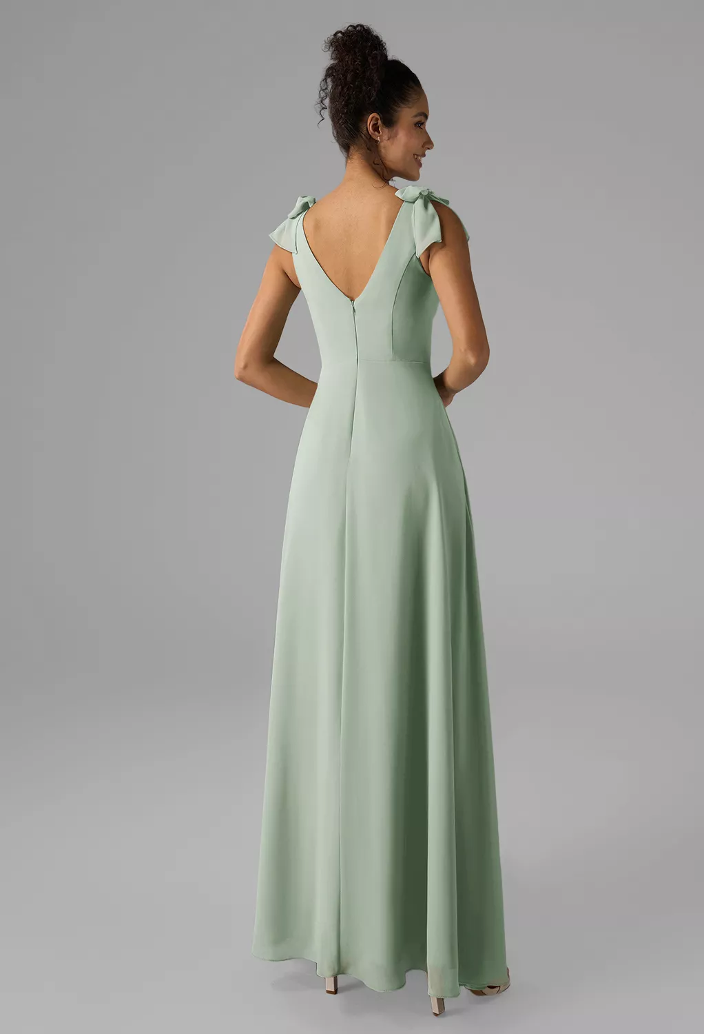 AW Salma Dress, Ivory Chiffon Floor Length Sweetheart Neckline ...
