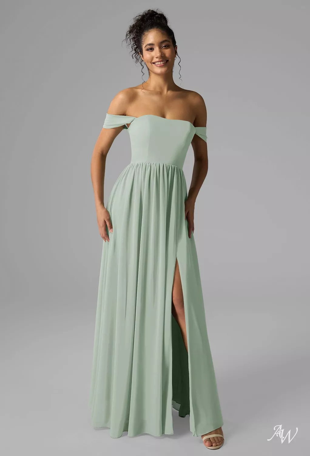 women's dark green dresses Zapakasa Women Dusty Sage Halter Neck Lace and Chiffon A-line Floor Length Bridesmaid  Dress main image 1