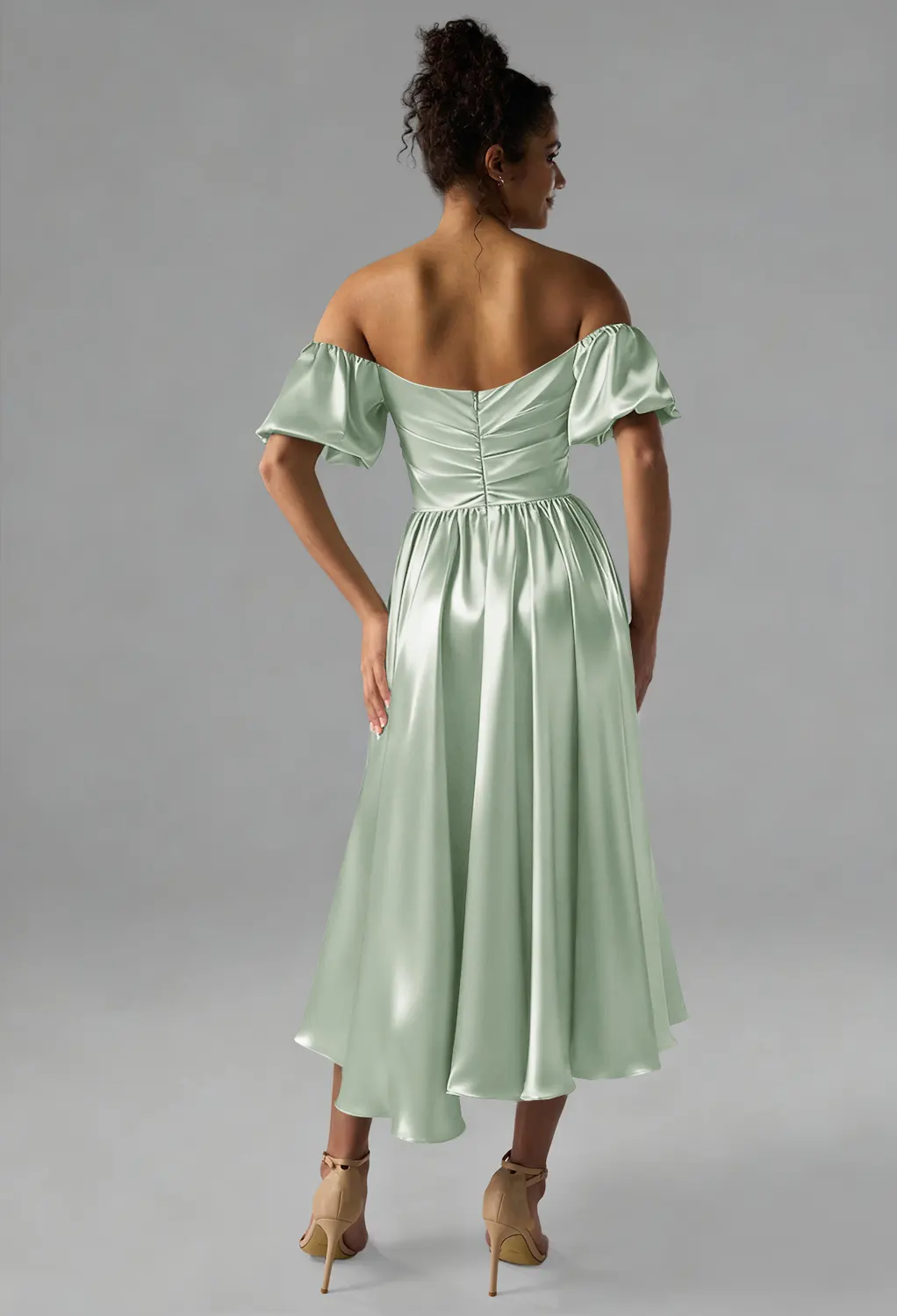 satin holiday dresses Crystal short satin dinner gown styles
