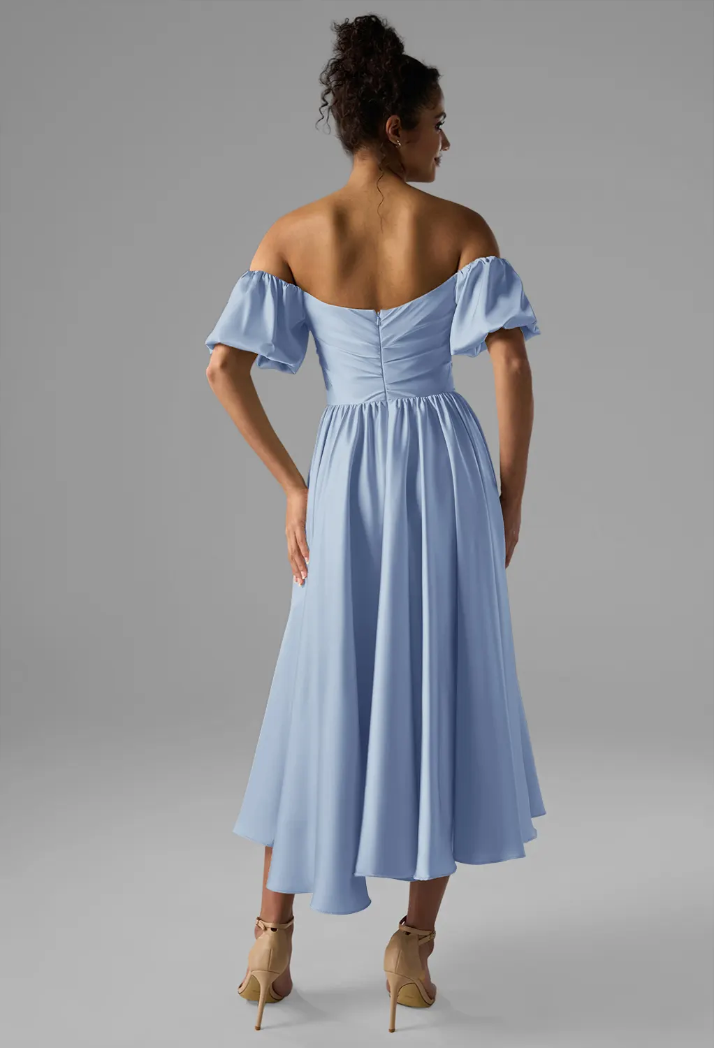 holiday bridesmaid dresses Carolina Blue blue satin bridesmaid dresses
