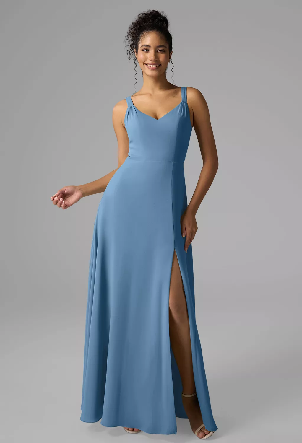 midi dusty blue dresses for wedding guest ZAPAKA Women Dusty Blue Floral Long Wedding Guest Dress A Line Strapless Jacquard Formal Dress, Dusty Blue / US2 main image 0