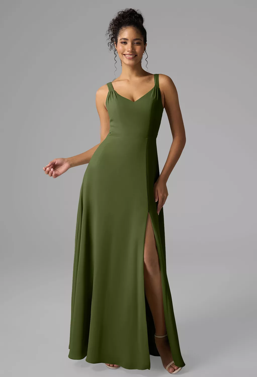 Green Olive Fall Wedding Guest Dresses | AW.Bridal