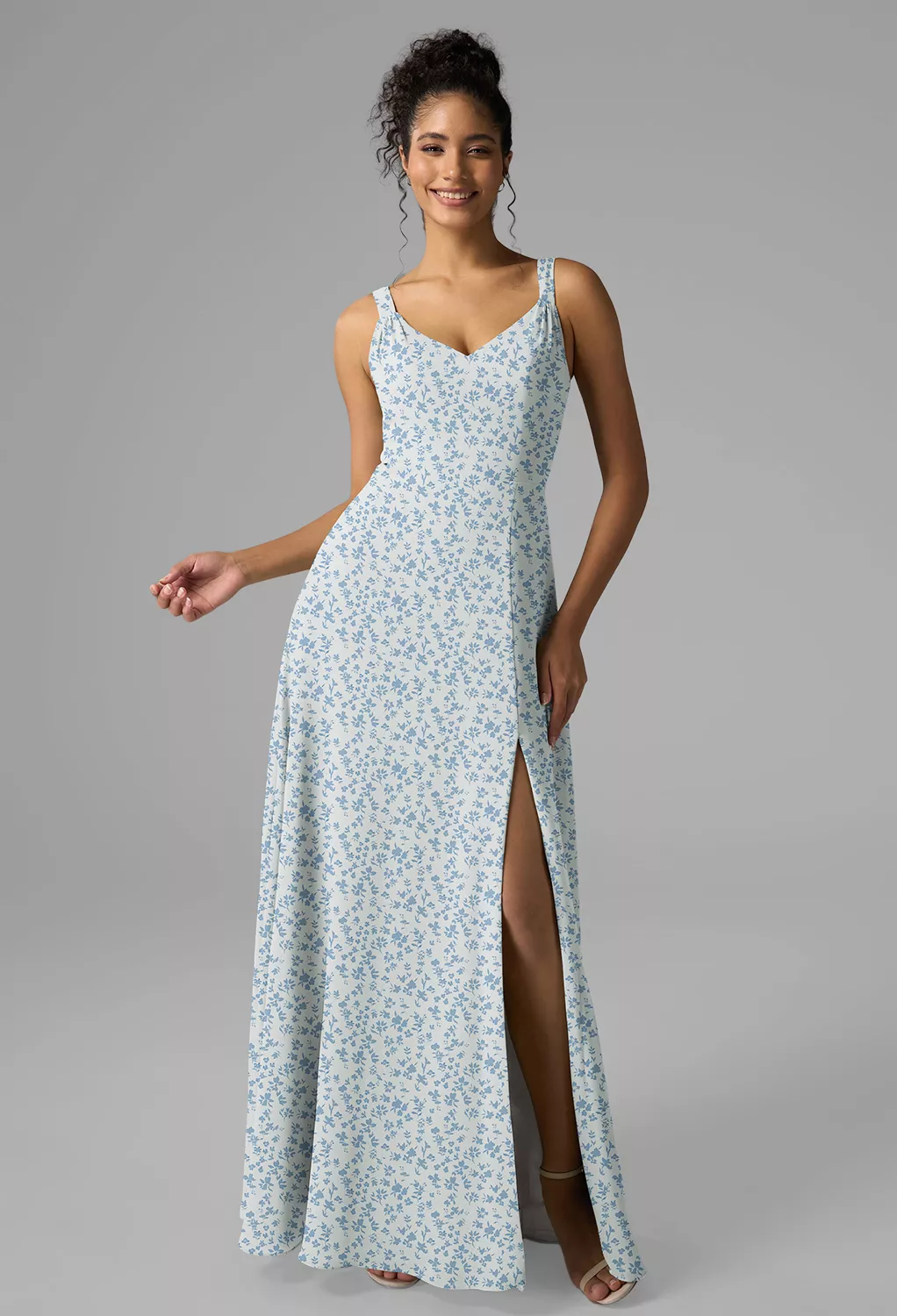 Skyblue Star Floral Fall Wedding Guest Dresses | AW.Bridal