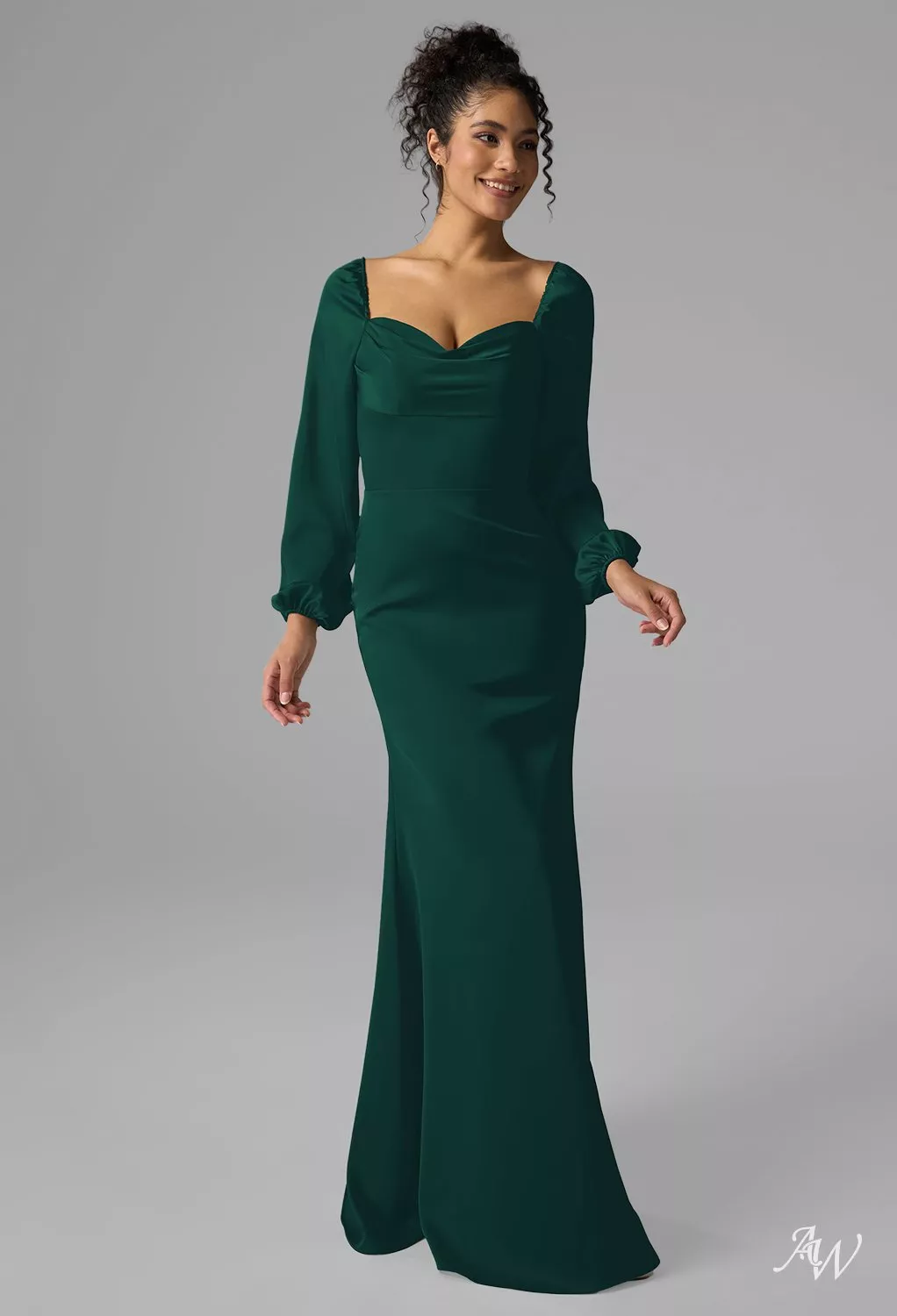 hunter green mermaid dress AW.Bridal Sweetheart Neckline Floor Length Satin Long Bridesmaid Dresses Size 6 group-DHD9744