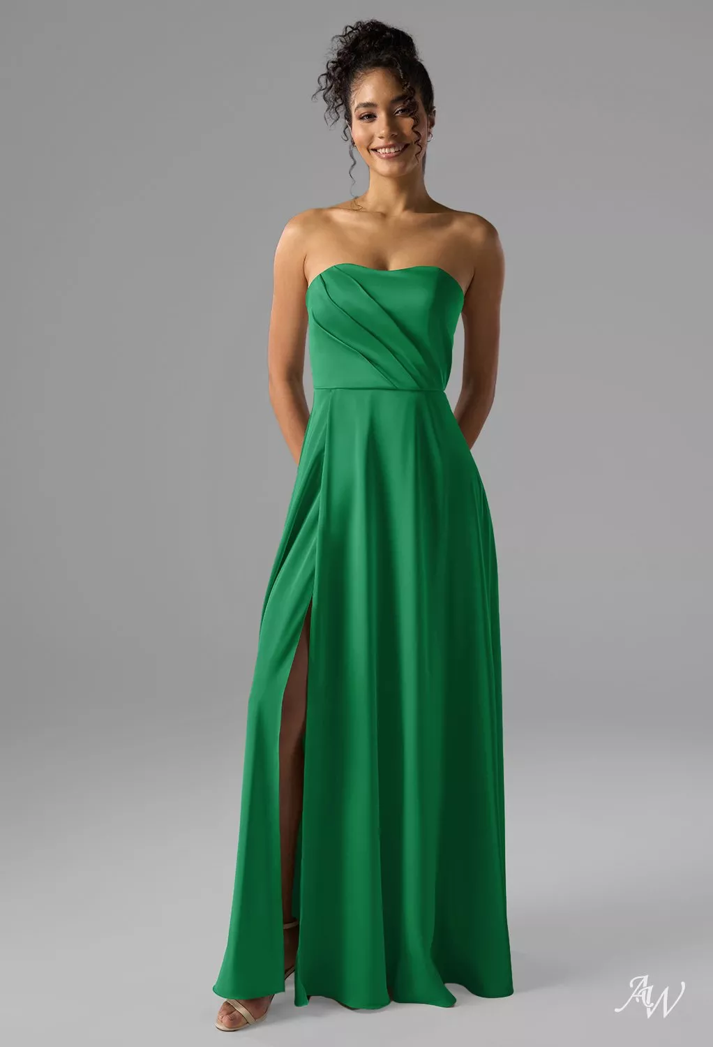 rhiannon satin dress Gown In this stunning draped gown features a fluid silhouette and a lustrous finish that embodies understated elegance AW.Bridal A-line Sweetheart Neckline Sleeveless