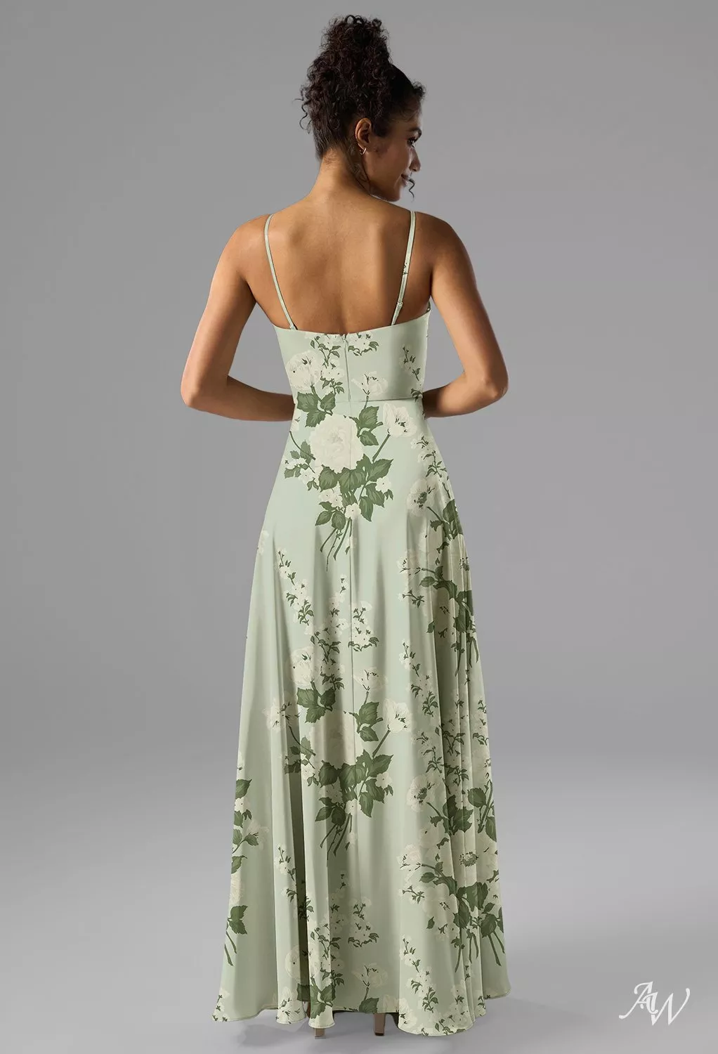 AW Rhiannon Convertible Dress, Dark Olive Crystal Satin Satin Charmeuse  Floor Length Sweetheart Neckline Bridesmaid Dresses | AW.Bridal