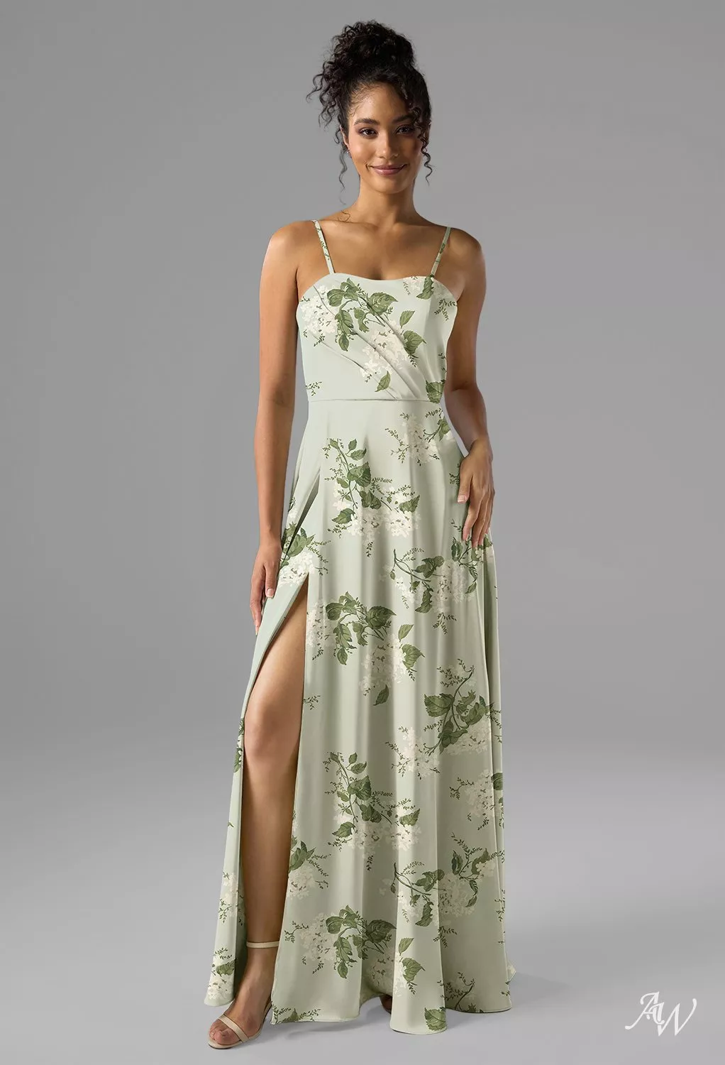 AW Rhiannon Convertible Dress, Dark Olive Crystal Satin Satin Charmeuse  Floor Length Sweetheart Neckline Bridesmaid Dresses | AW.Bridal
