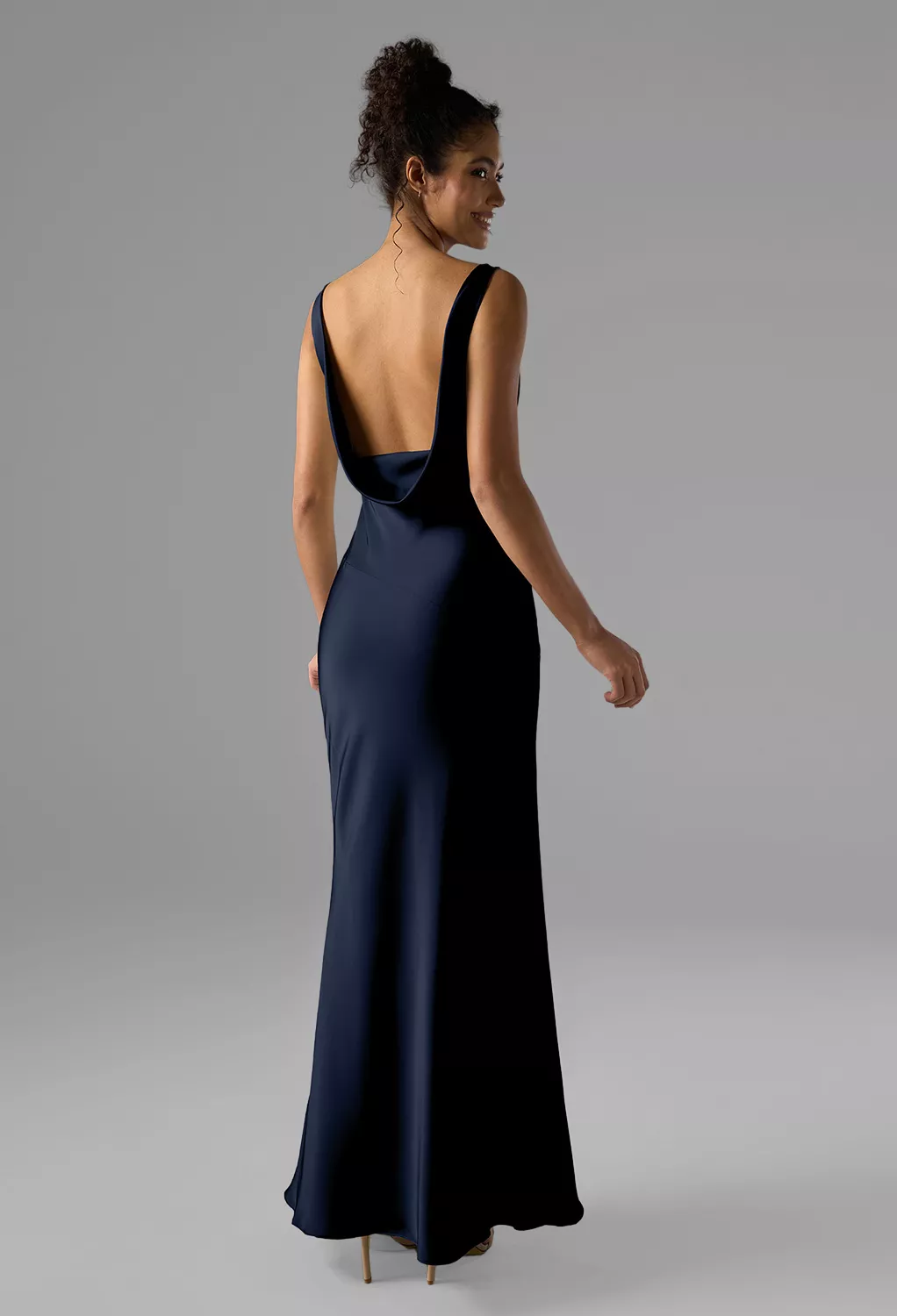 navy satin bridesmaid dress Mermaid Satin Bridesmaid Dresses Mismatched  Lisposa