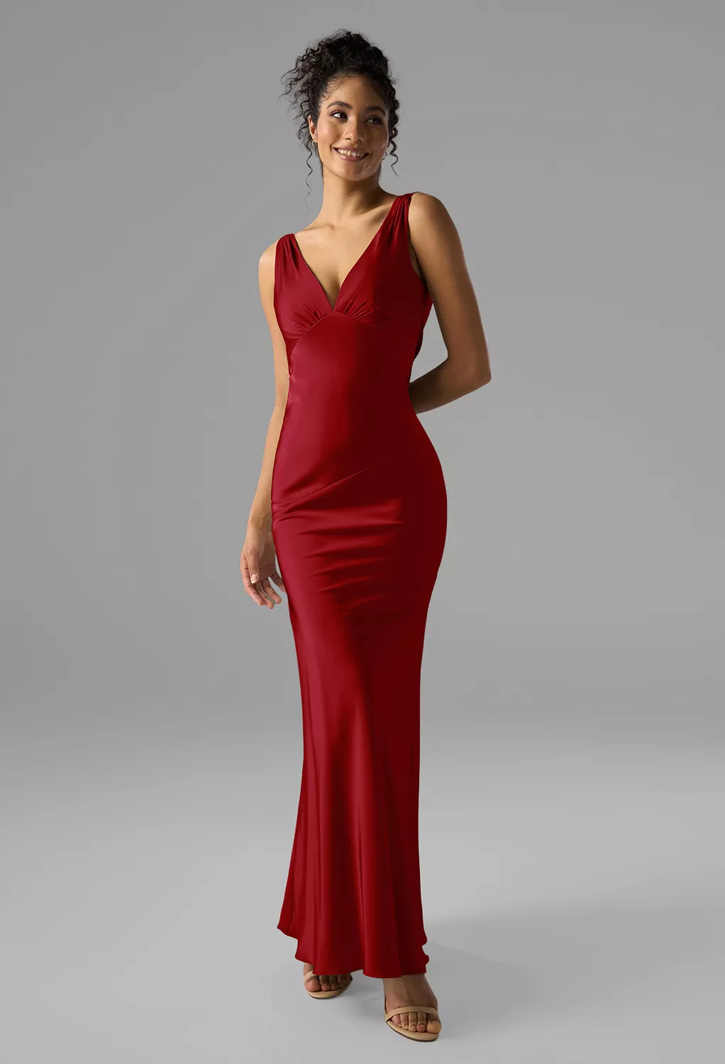 deep claret bridesmaid dresses Ever-Pretty Off-Shoulder Ruched Budget Bridesmaid Dress with High Side Slit main image 1