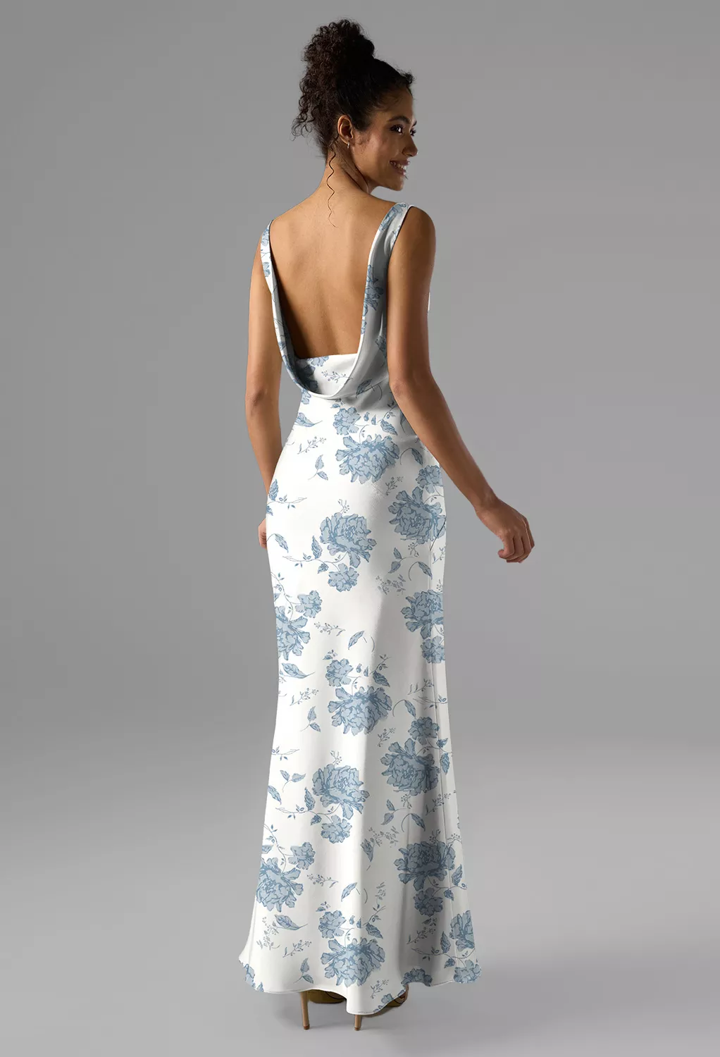 Dusty Blue Peonies, Blue Floral Floral Bridesmaid Dresses | AW.Bridal