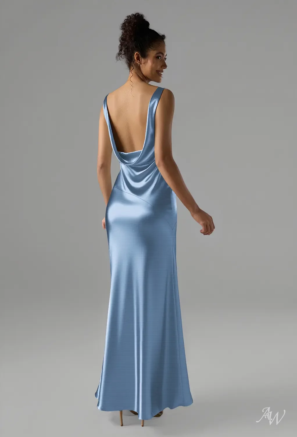 AW Rachael Dress, Sage Green Crystal Satin Satin Charmeuse Stretch ...
