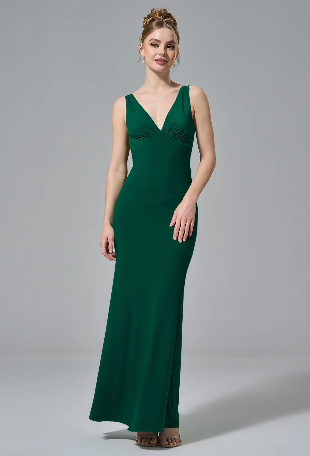 evergreen bridesmaid dresses Dessy Collection Cowl Neck Maxi Dress