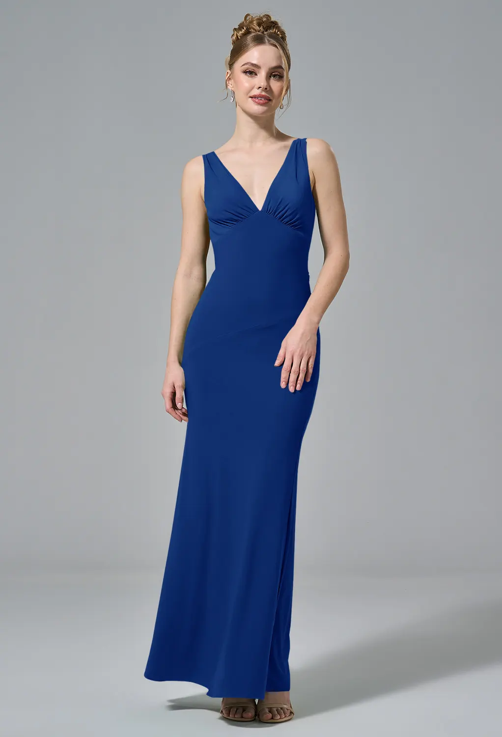 princess polly baby blue dress Royal Blue A-Line Chiffon Halter Bridesmaid Dress Long Wedding Guest Dress