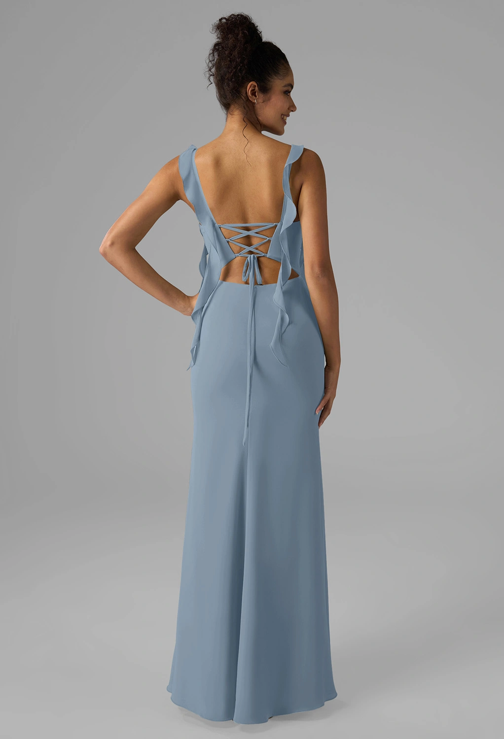 light blue country bridesmaid dresses Rustic Wedding Dresses with Sleeves,Dusty Blue Wedding Dress Outdoor,WD00333, US4 / Blush Pink main image 0