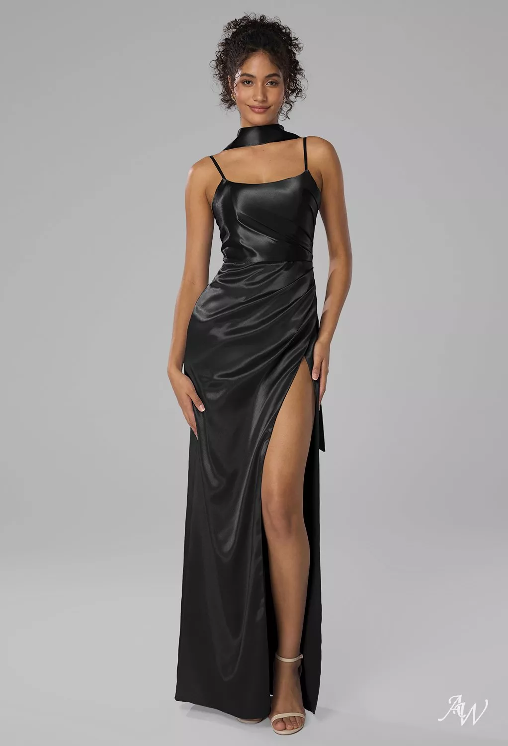 sachin and babi light blue dress Champagne Metallic Satin Bridesmaid Dresses main image 0