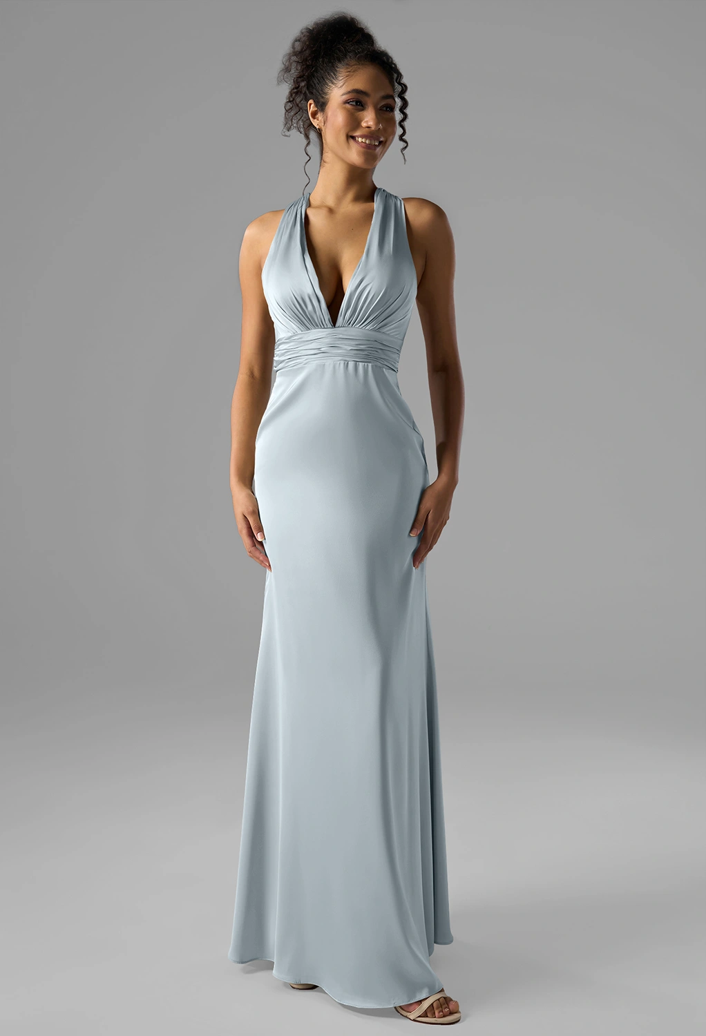 effie blue wedding dress Duck Egg Blue Thai Silk V-neck Dress – Outpost Clothing