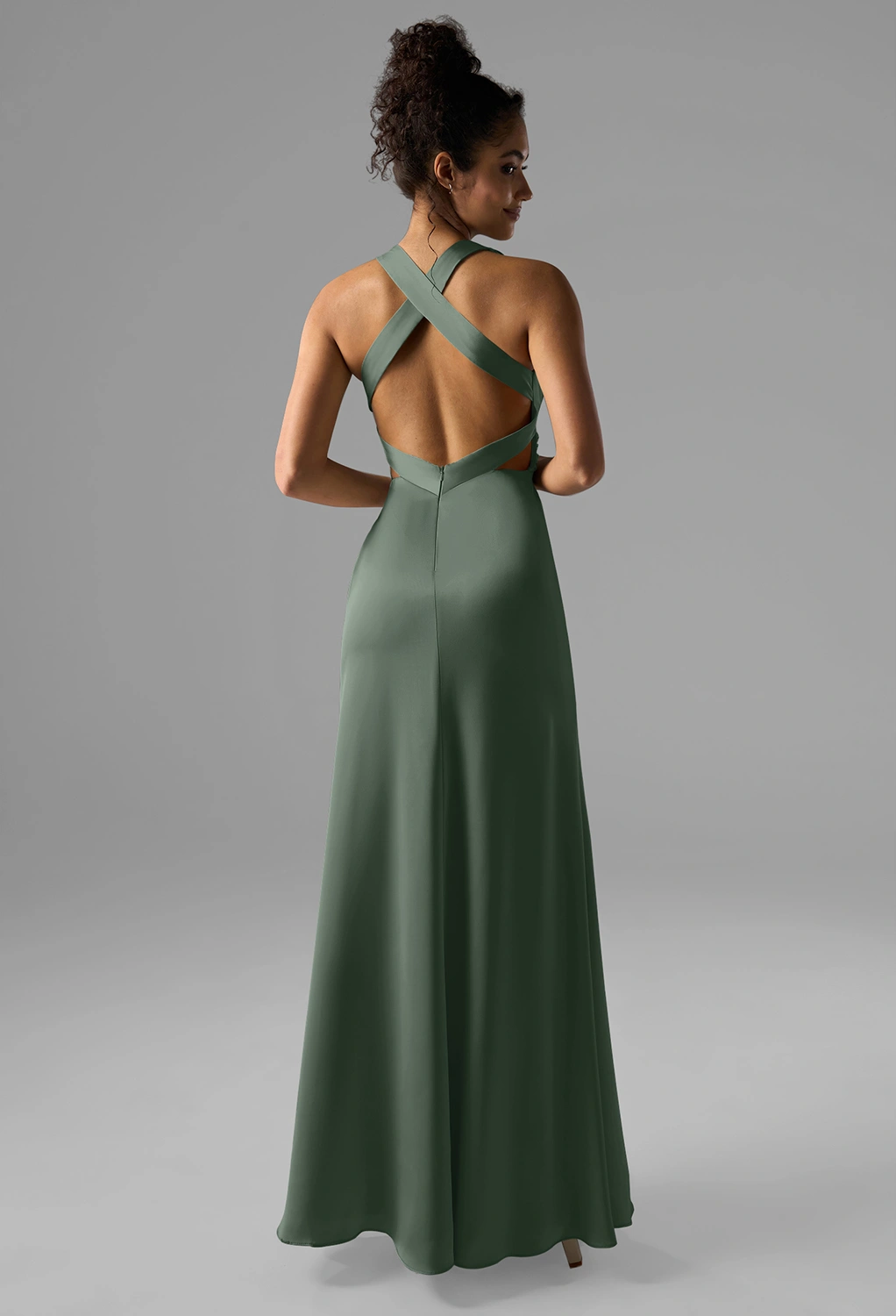 dark olive green bridesmaid dresses ZAPAKA Women Olive One Shoulder Mermaid Satin Long Bridesmaid Dress main image 0